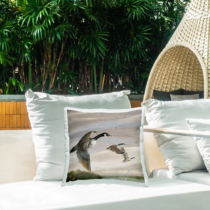Stupell Flying Geese over Rustic Printed Outdoor Throw Pillow Design by Ruane Manning