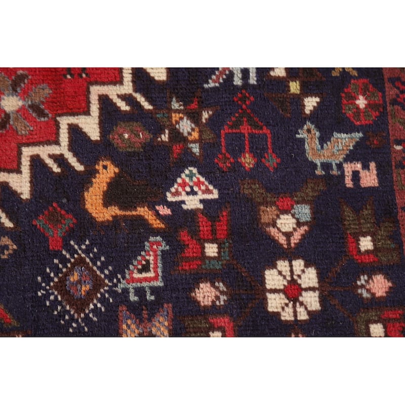 Tribal Shiraz Persian Vintage Rug Living Room Handmade Wool Carpet - 6'7"x 9'10"
