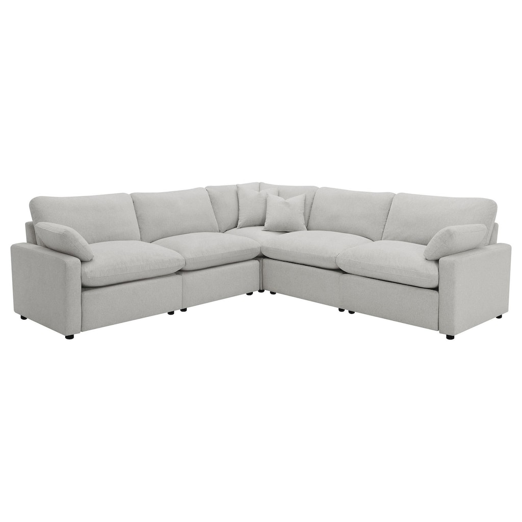 Biny 5pc L Shape Modular Sectional Sofa, Light Gray, Power Reclining
