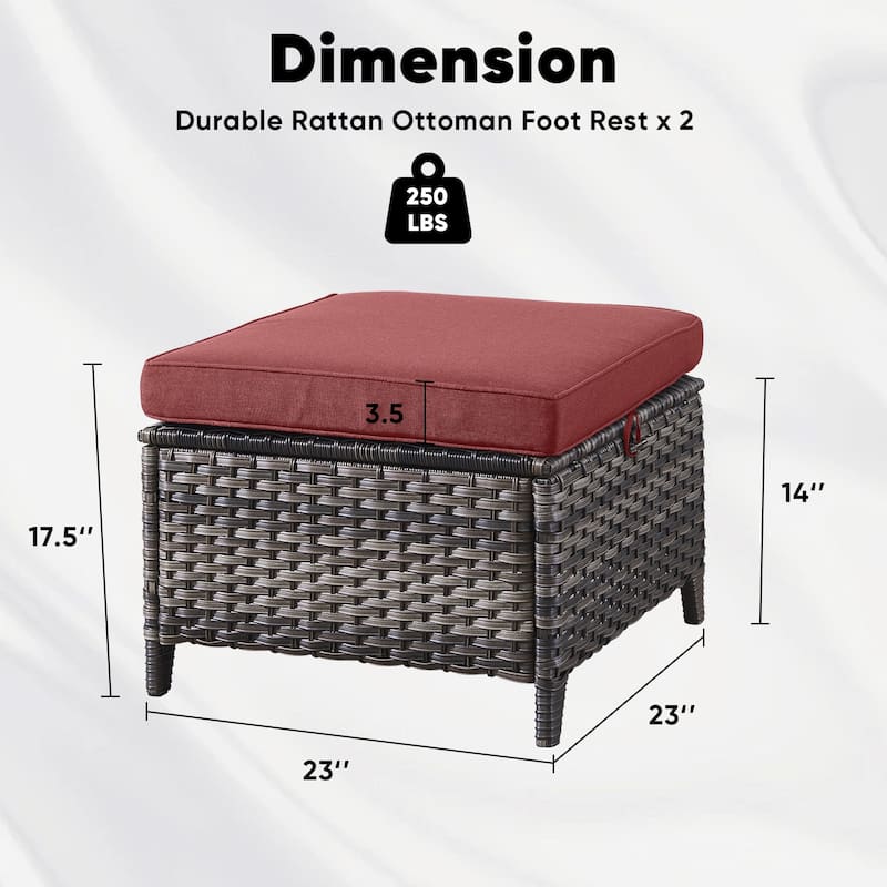 Pocassy Patio Ottomans Outdoor Footrest Multipurpose