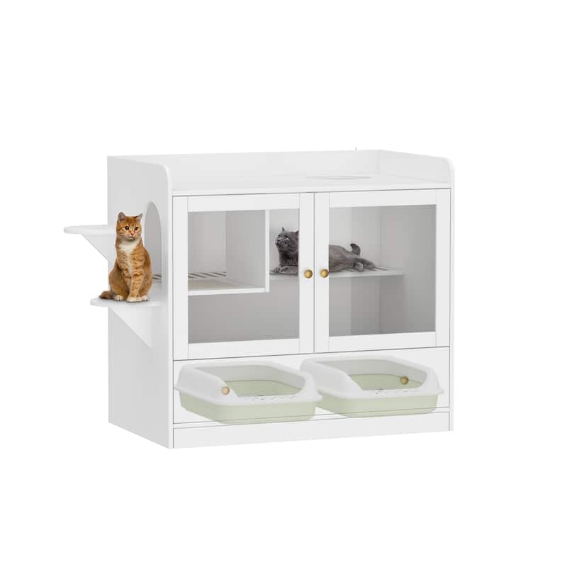 40" Cat-Friendly Litter Box Enclosure with Storage Bookcase Cabinet