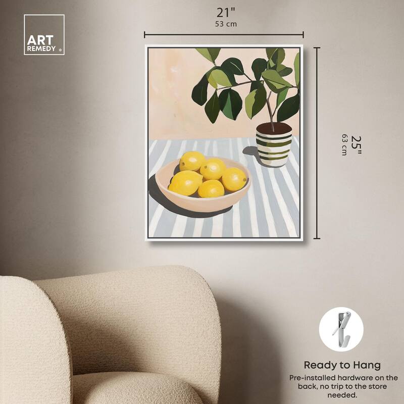 Lemon with Green Canvas by Art Remedy