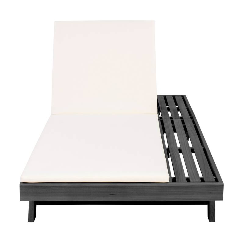 Lounge Chair Set with Open-Sided Design Black Lacquered Locust Wood Frame with Waterproof Cushions