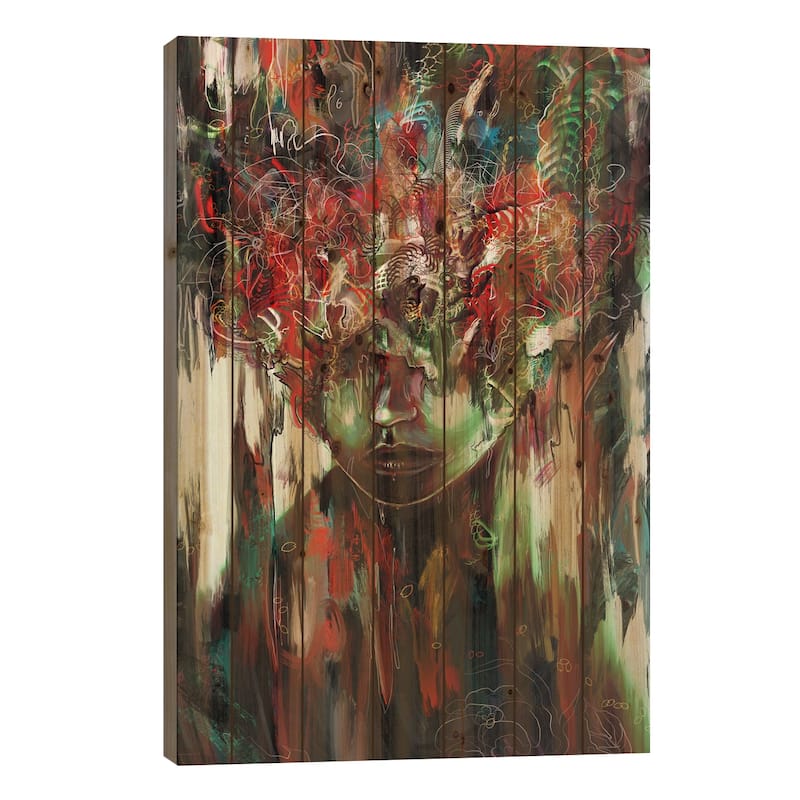 Chaotic Mind Print On Wood by Nicebleed - Multi-Color - 40x26x1.5