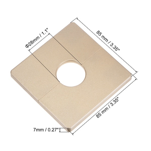 dimension image slide 0 of 8, Wall Split Flange, ABS Square Self-Adhesive Escutcheon Plate with Diameter Hole, Water Pipe Cover for Water Faucet Decorations