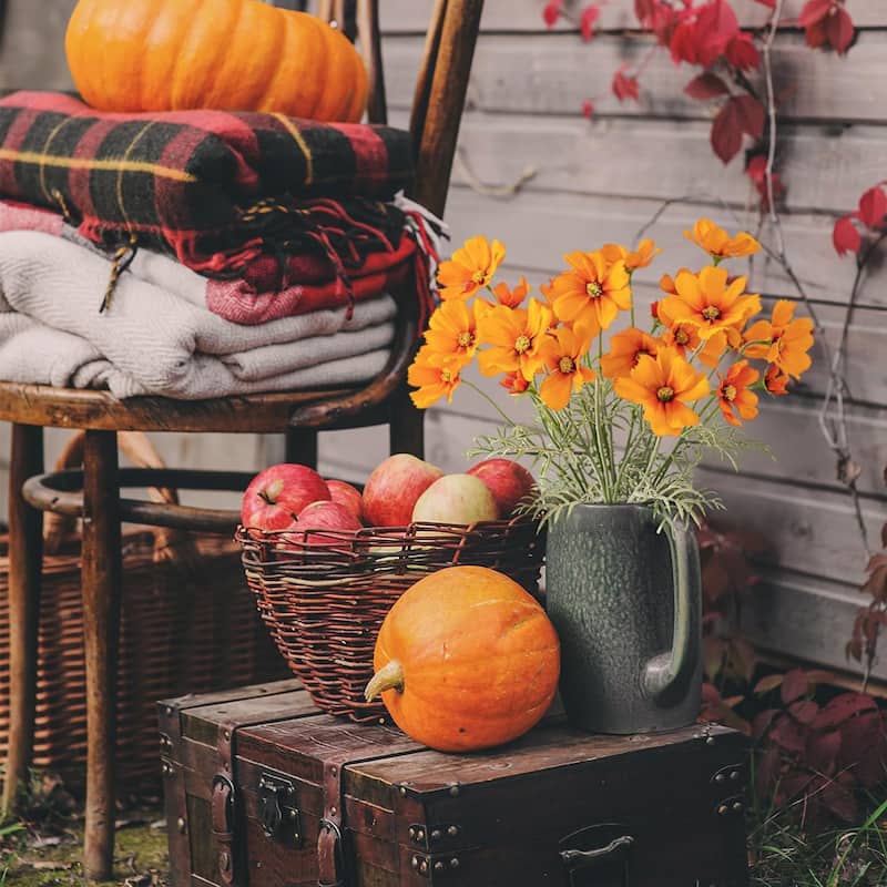 Orange Silk Decorative Artificial Cosmos Faux Flowers