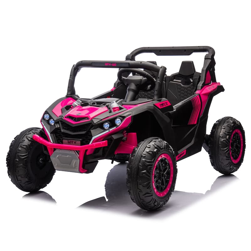Electric Vehicle for Kids with Parent Remote Control, Ride on Car with Seat Belt, Pink Off-Road Vehicle with Battery Indicator - Pink