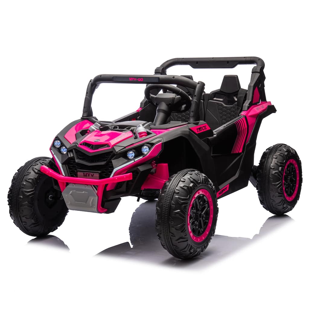 Electric Vehicle for Kids with Parent Remote Control, Ride on Car with Seat Belt, Pink Off-Road Vehicle with Battery Indicator
