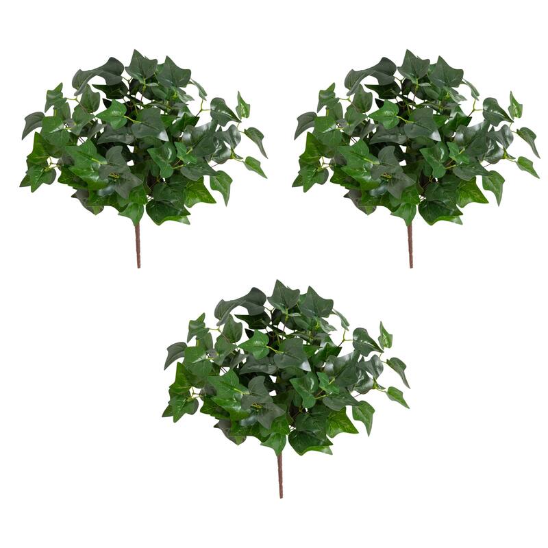 19-in UV Resistant Artificial Puff Ivy Bush - Set of 3