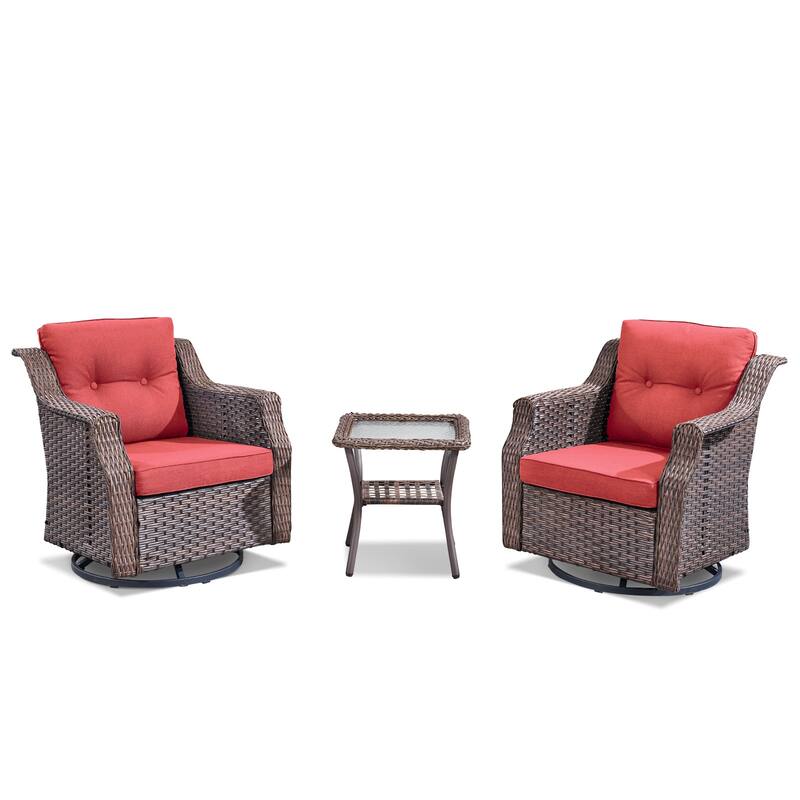 Pocassy 3-Piece Patio Swivel Chair with Side Table