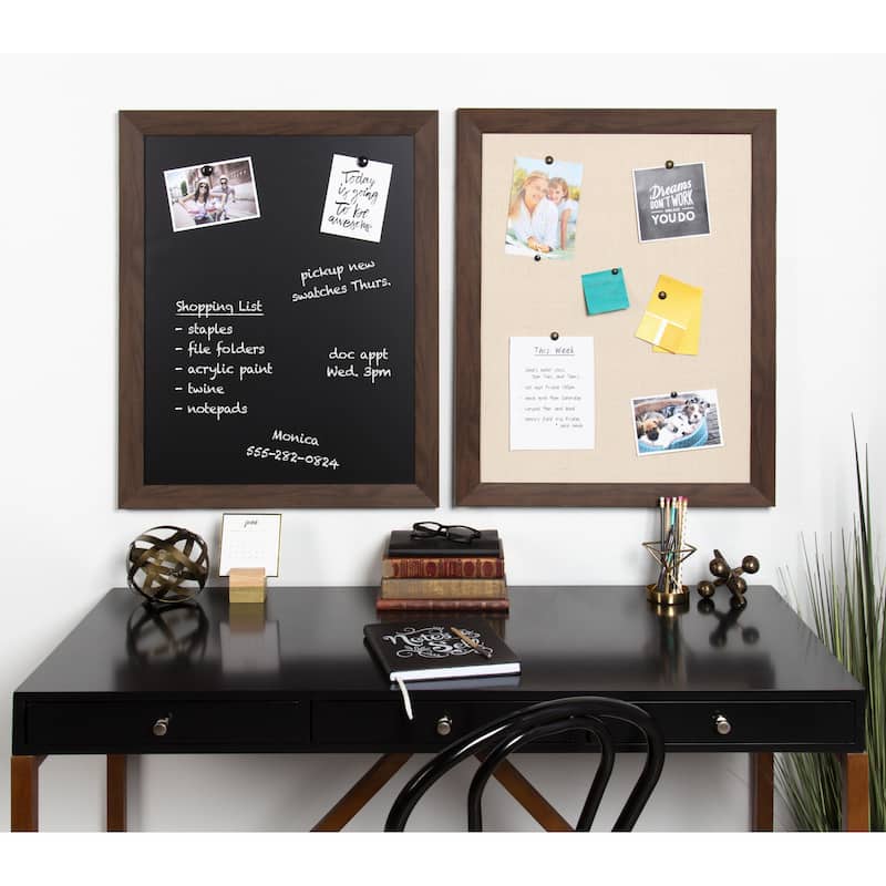 DesignOvation Beatrice Framed Linen Fabric Pinboard