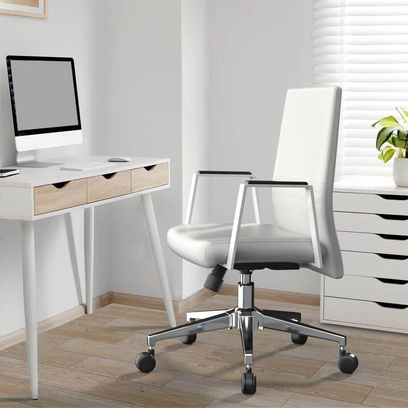 Aleen Ergonomic Leather Office Chair with Iron Frame,Tilt, Swivel, Adjustable Height for Home or Executive Computer Desk