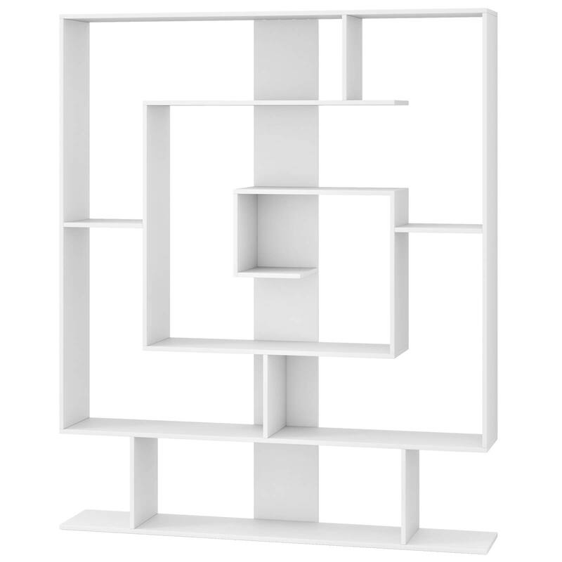 Costway 7-Tier Bookshelf Geometric Bookcase with 2 Anti-Tipping Kits - See Details - White