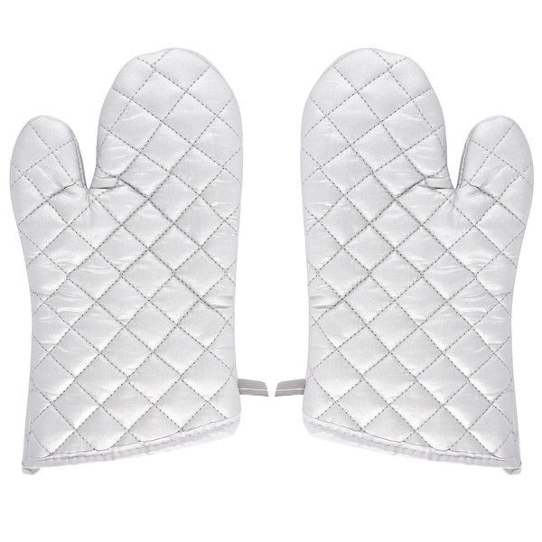 Bakery Heat Resistance Baking Insulated Oven Gloves Pair Silver White. Opens flyout.