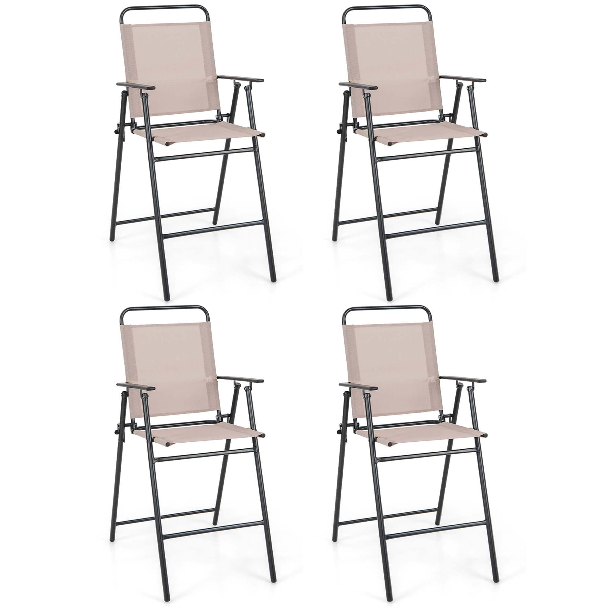 1/2 Patio Folding Bar-height Chairs with Armrests Quick-drying Seat