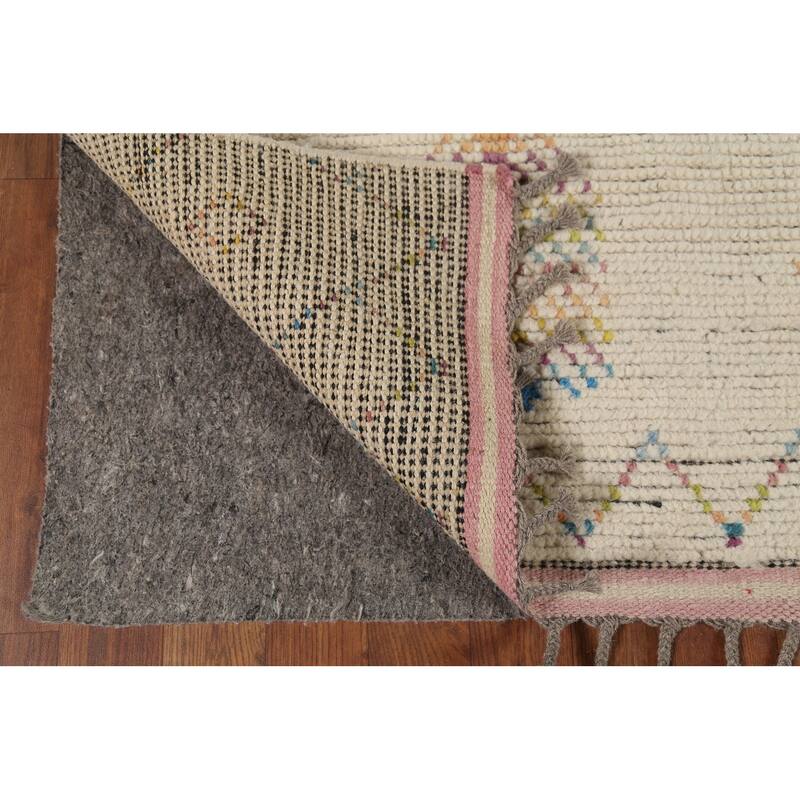 Geometric Moroccan Oriental Area Rug Hand-Knotted Wool Carpet - 5'2"x 8'5"