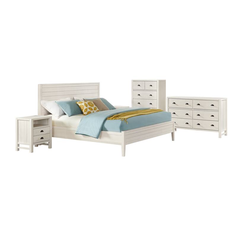 Arden 5-Piece Wood Bedroom Set with King Bed, Two 2-Drawer Nightstands, 5-Drawer Chest, 6-Drawer Dresser