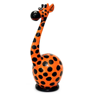 Unique Handmade Wooden Giraffe Cute Coin Piggy Bank Statue Figurine Handcrafted Wood Hand Carved Keepsake Saving Money
