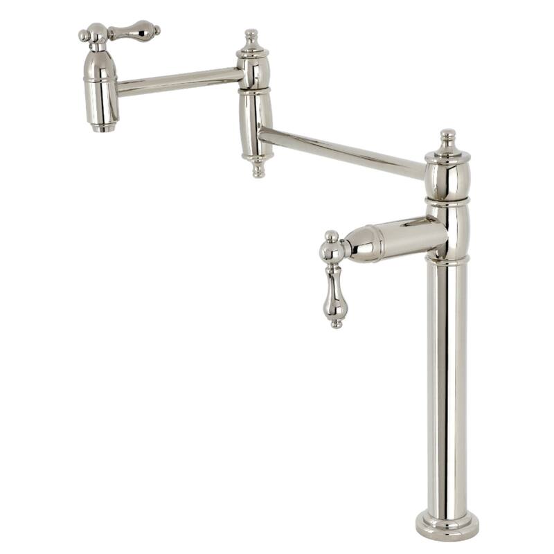 Kingston Brass Restoration Two-Handle 1-Hole Deck Mount Pot Filler Faucet - Polished Nickel