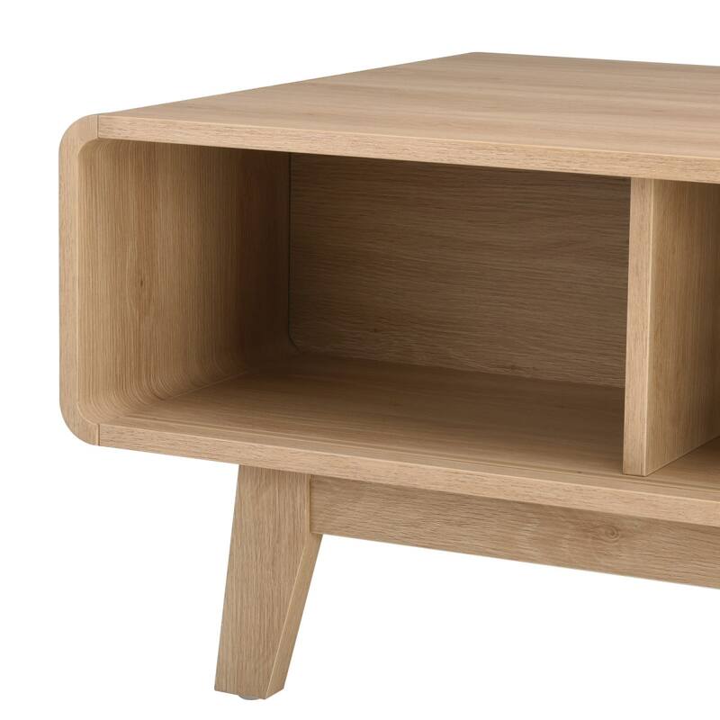 43.3" Mid-Century Farmhouse Wood Coffee Table with Storage