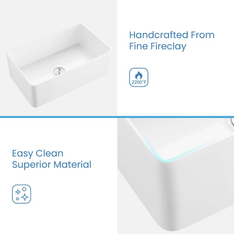 Pure 30 Inches Farmhouse Kitchen Fireclay Sink