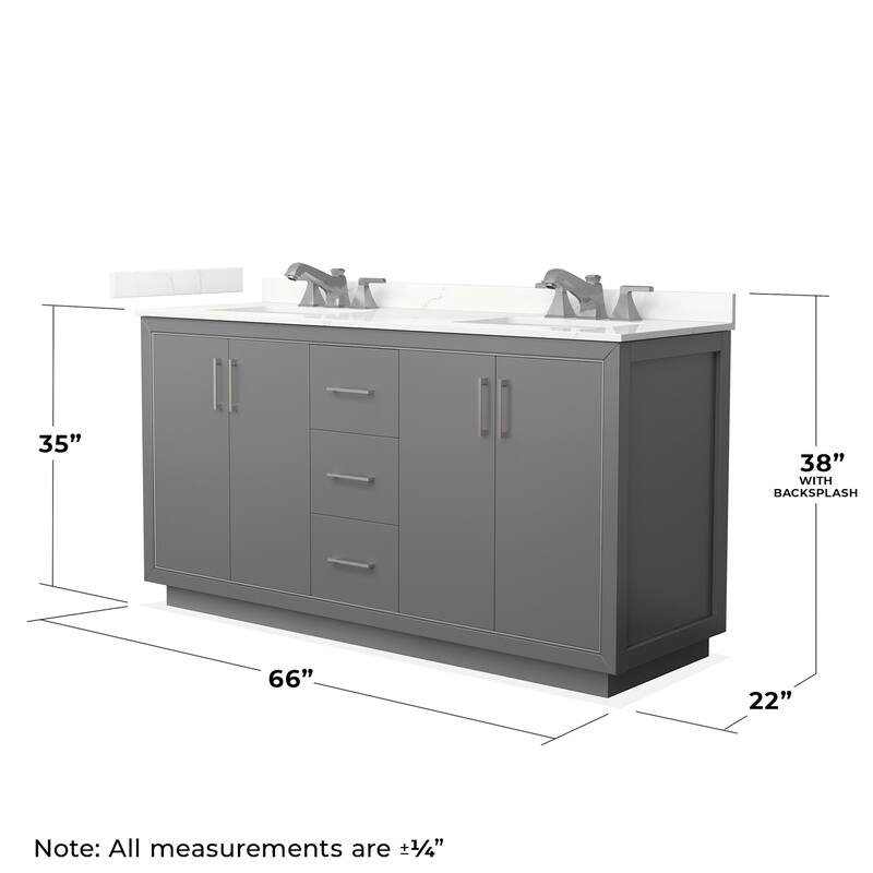 Wyndham Collection WCF111166D-QTZ-US3M58 Icon 66" Free Standing Double
