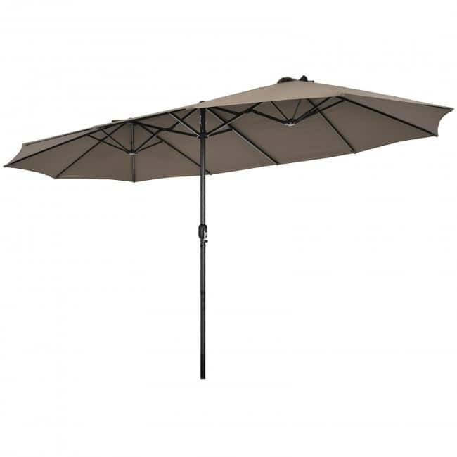 15 Feet Patio Double-Sided Umbrella with Hand-Crank System - 15.4' x 9.2' x 8.0' (LxWxH)