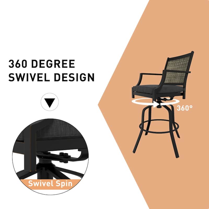 Outdoor Patio Brown Aluminum Swivel Bar Stools (Set of 2)