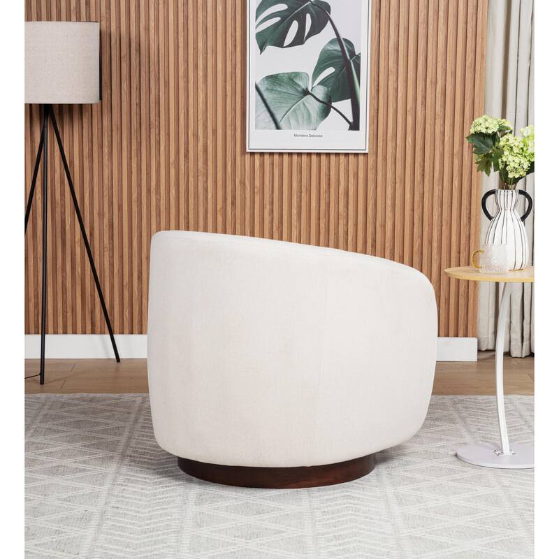 SEYNAR Modern Glam Boucle Fabric Round 360 Degree Swivel Barrel Chair