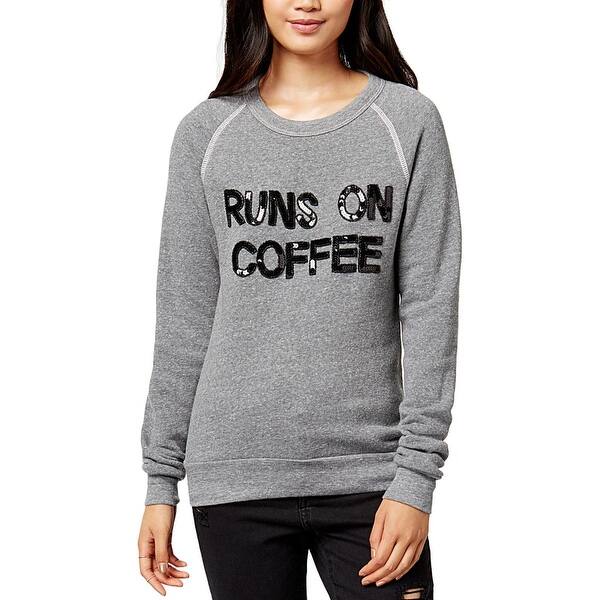 Shop Bow Drape Womens Juniors Runs On Coffee Sweatshirt
