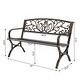 preview thumbnail 13 of 11, Beautiful Design Bench, Butterfly Back Cross Feet Bronze Iron Bench