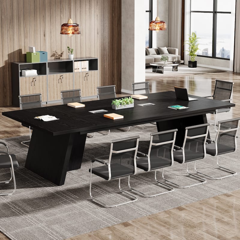 8FT Industrial Farmhouse Conference Table with Cable Management