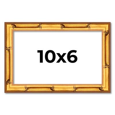 10x6 Frame Gold Bamboo Solid Wood Picture Frame | 1 Inch Moulding