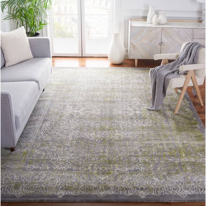 SAFAVIEH Passion Elizbeth Vintage Distressed Boho Oriental Rug - 9' x 12' - Grey/Green