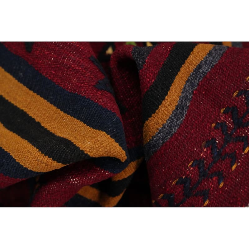 Hand Woven Oriental 100% Wool Carpet Southwestern Tribal Red Kilim Area Rug - 6' 11'' X 5' 2''
