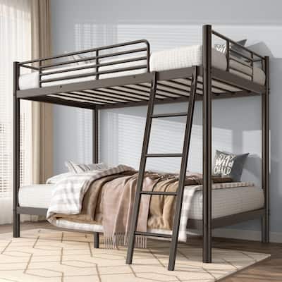 Twin Over Twin or Twin Over Full Metal Bunk Bed, Durable Frame, Rust-Resistant, Ideal for Kids and Adults, Black