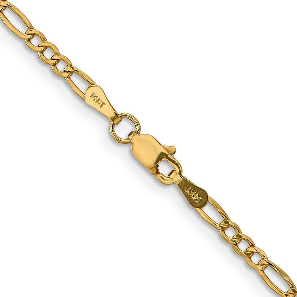 Curata 10k Yellow Gold 7" 8" or 9" 2.5mm Figaro Chain Bracelet