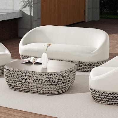 Willow 40.5" Oval Rope Woven Patio Coffee Table