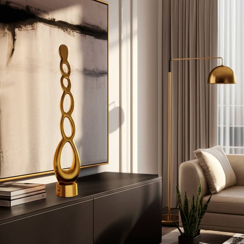 Aluminum Abstract Chelmsford Sculpture Home Decor - 32" Gold - 5" x 5" x 32"