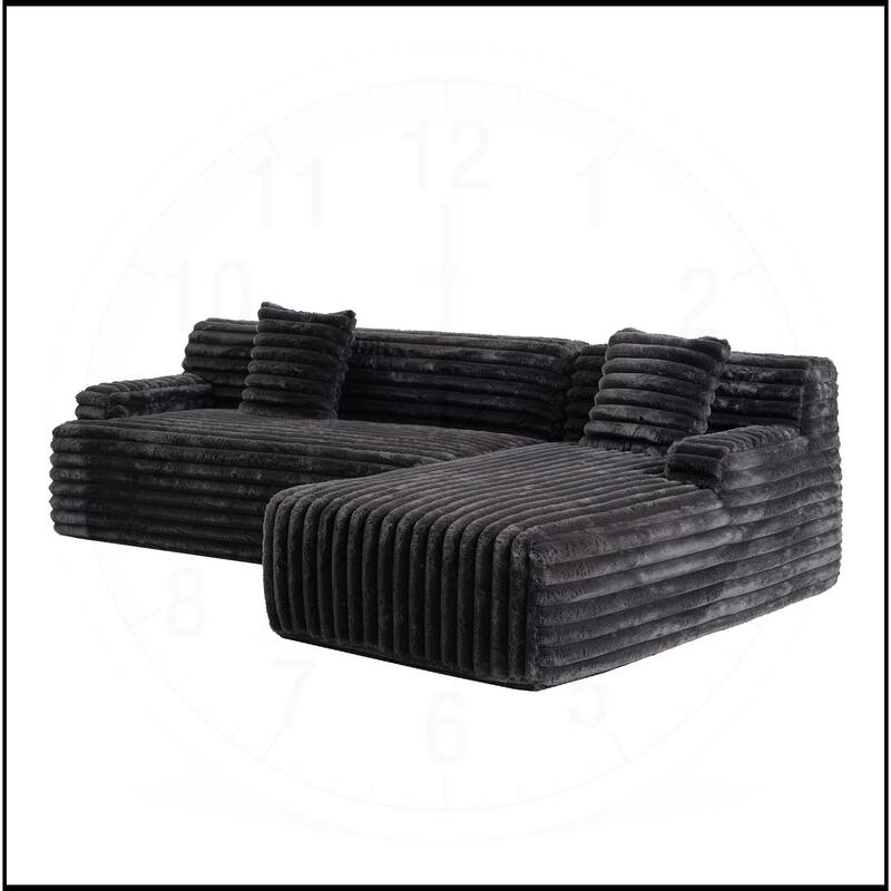 110" Cloud Sectional Sofa Upholstered Free-combined