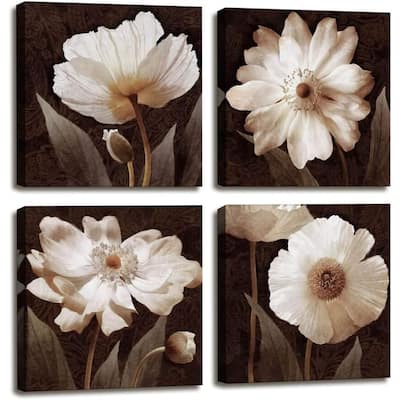 Contemporary Simple Life White Flowers Floral Painting