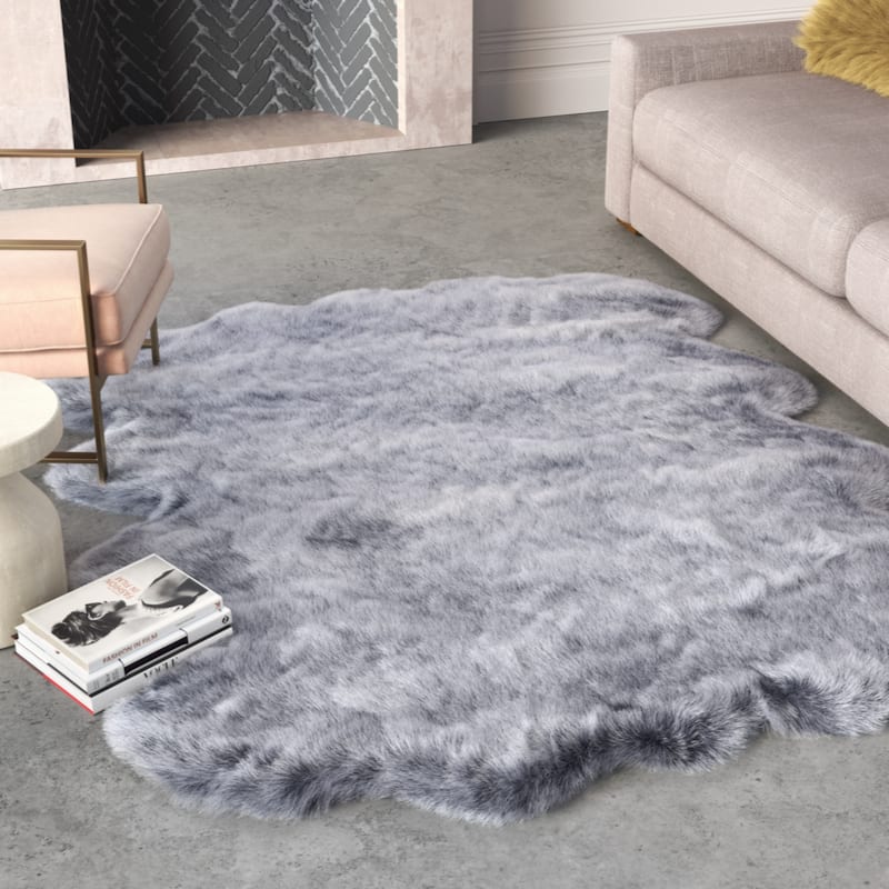 Black Faux Fur Area Rug 2x3 - 2' x 3' - Bed Bath & Beyond - 40383751