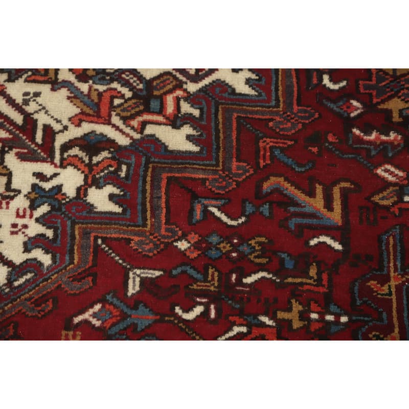 Hand Knotted Oriental 100% Wool Carpet Traditional Medallion Red Heriz Area Rug - 9' 6'' X 7' 0''