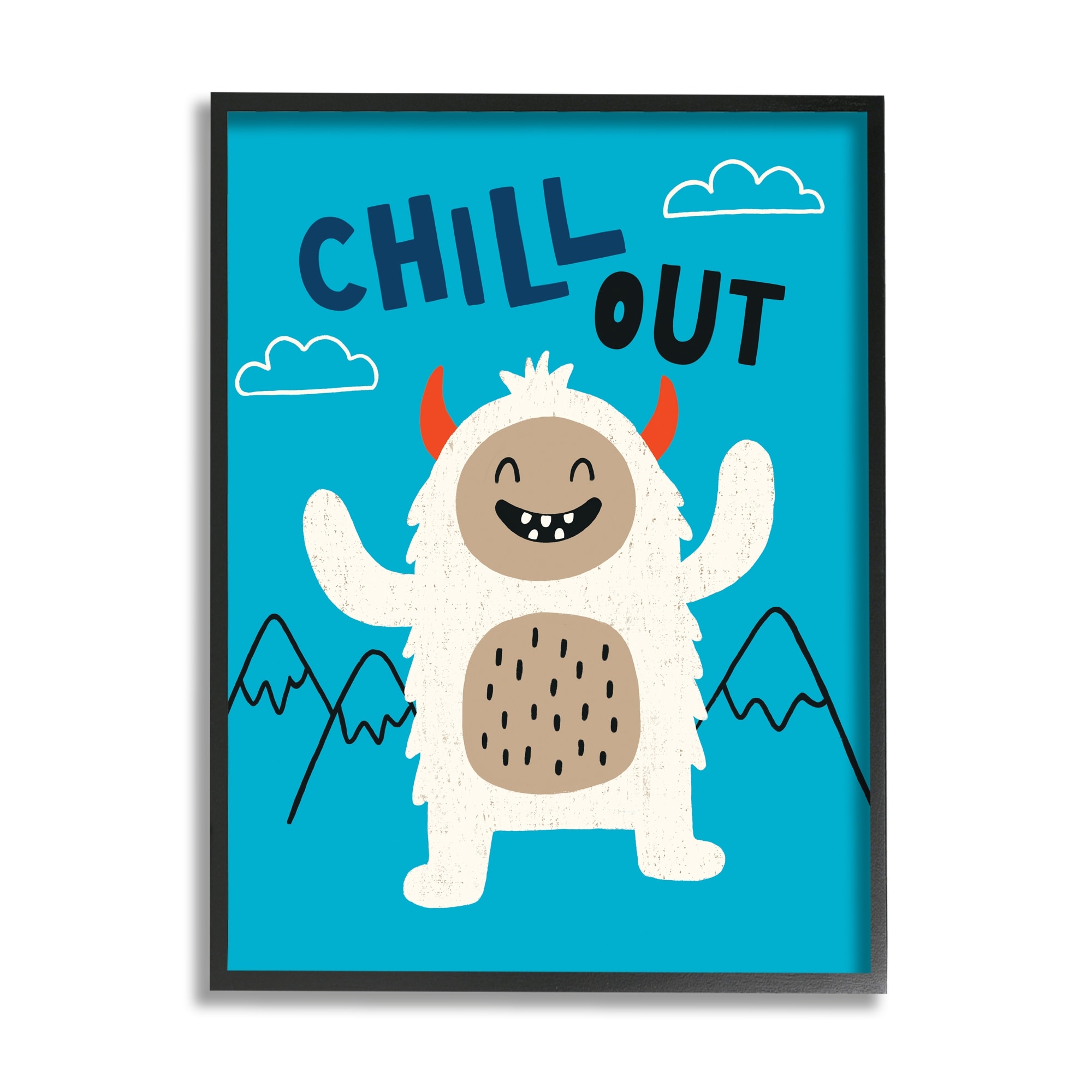 Stupell Chill Out Phrase Abominable Snowman Winter Yeti Framed