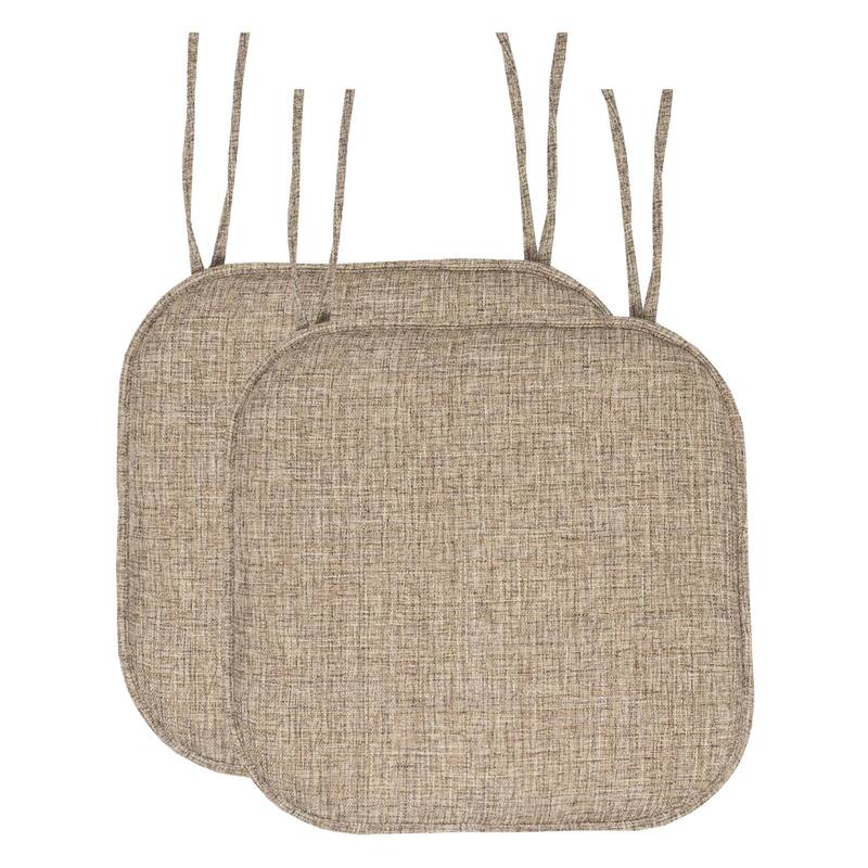 Aria Memory Foam Non-Slip Chair Pad with Ties - Brown - Set of 2