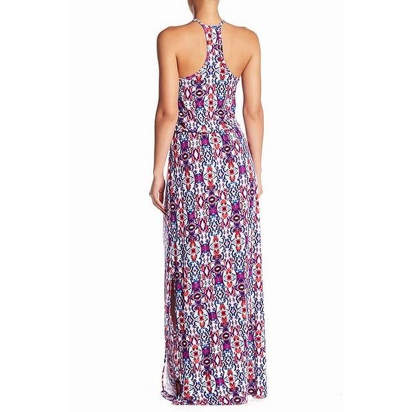 Shop Loveappella Purple Women S Size Xs Printed Racerback Maxi
