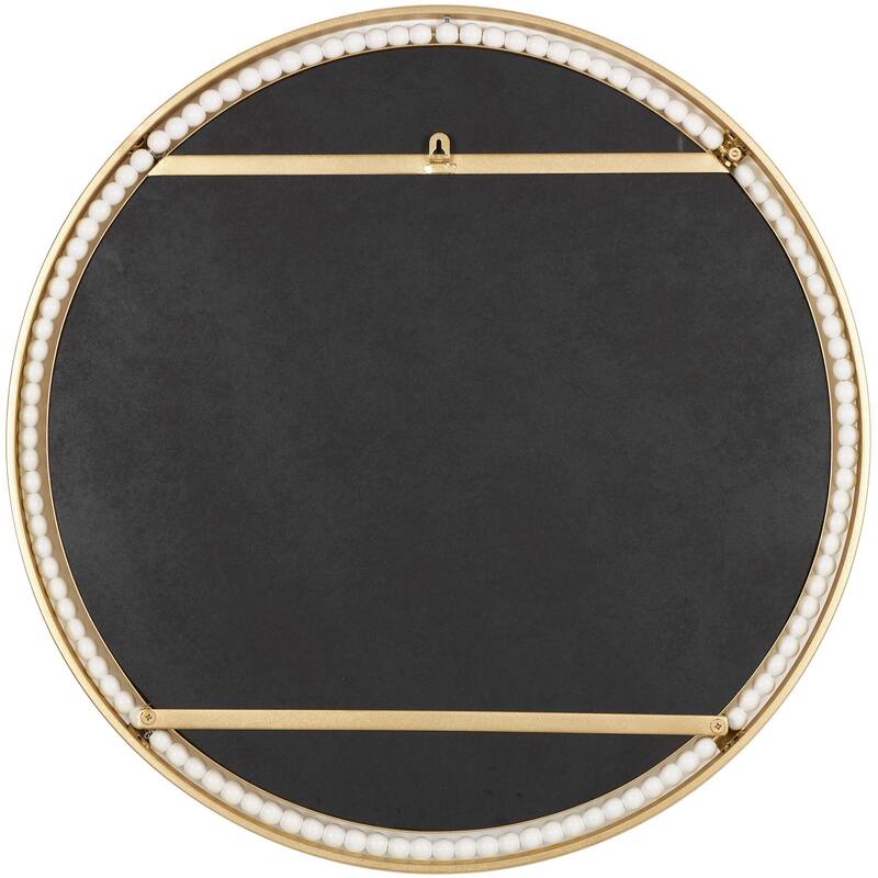 Gold Metal Room Wall Mirror with White Wood Beading - 26"D