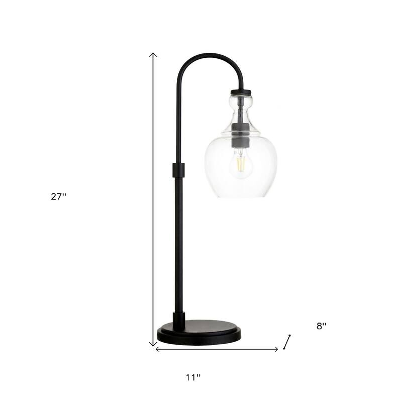 Metal Arched Table Lamp with Clear Glass Dome and LED Bulb - 8” x 11” x 27” (D x W x H)