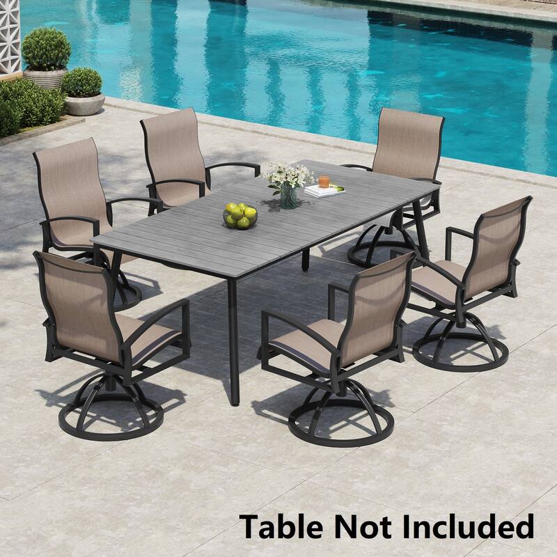 Outdoor Patio Aluminum Swivel Dining Chairs Armchair Sunbrella Fabric