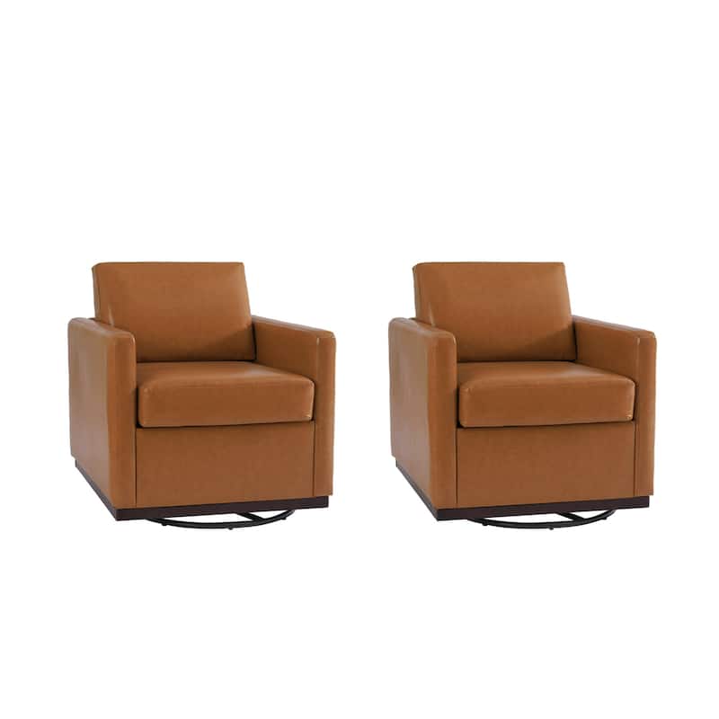 Modern Upholstered Swivel Accent Arm Chair Set of 2
